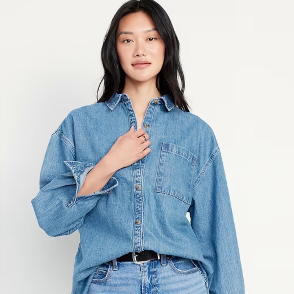 Classic Light Blue Denim Button-Up Shirt